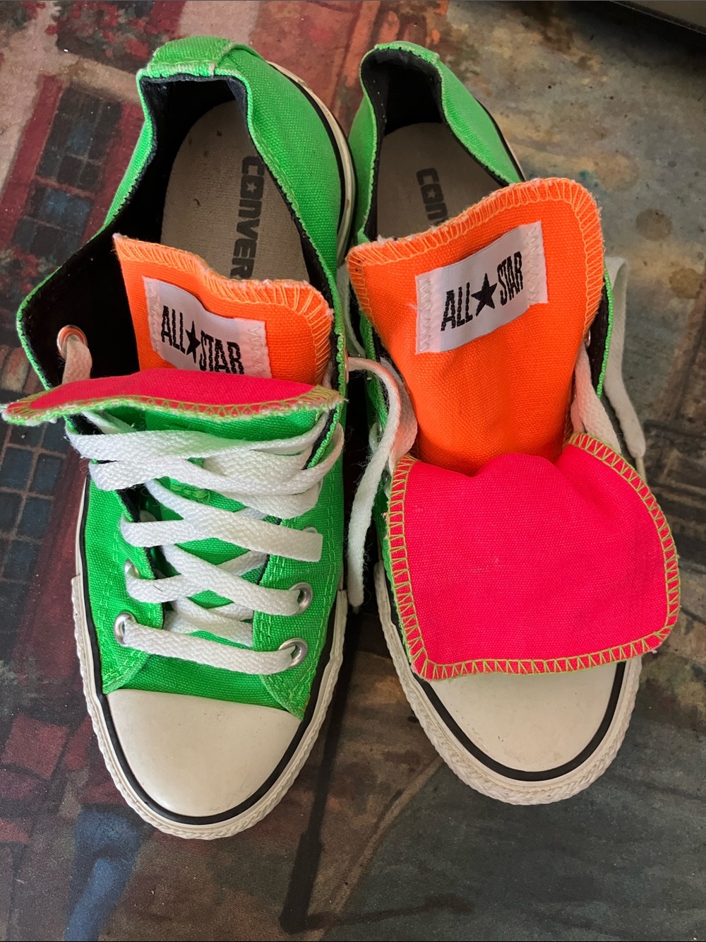 Converse Neon Double tongue Low Top Sneakers
